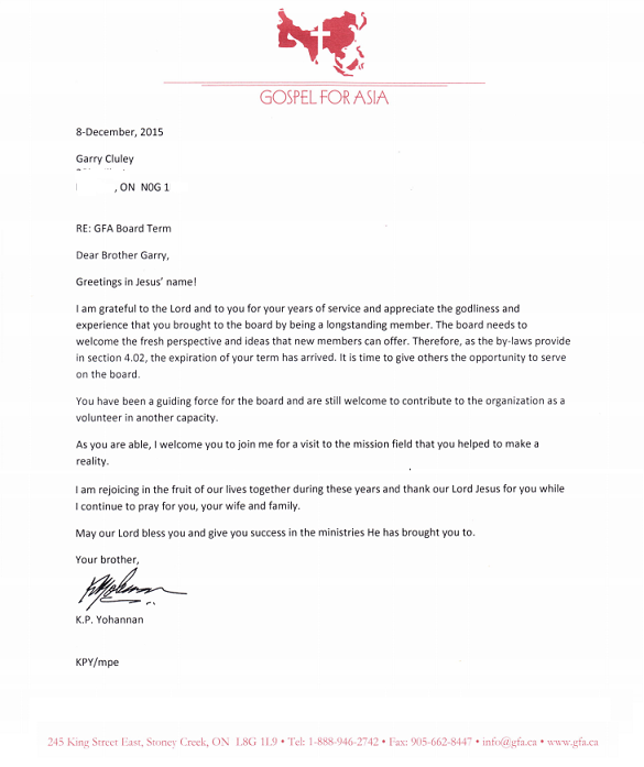 Dismissal letter Cluley red